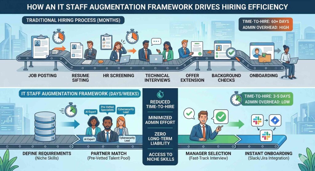 How Does an IT Staff Augmentation Framework Improve Hiring Efficiency?